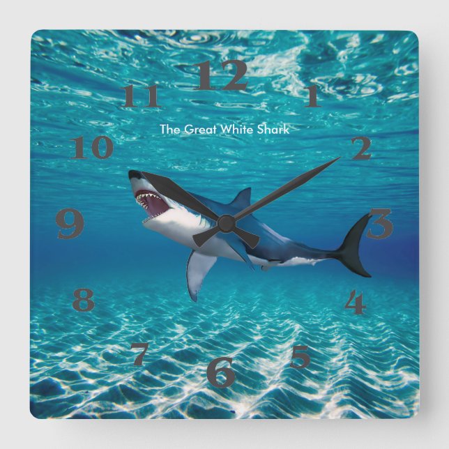 Image requin pour horloge murale Carré (Recto)