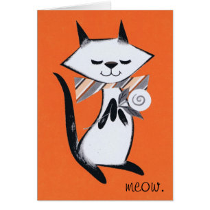 Image vintage de chat sur la carte vierge