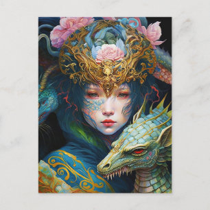 Imaginaire Art Dragon Goddess Queen Carte postale