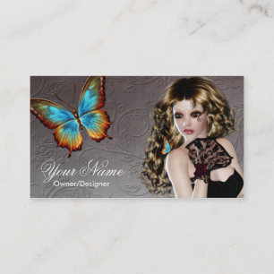 Imaginaire Brunette Papillon femme Carte de visite