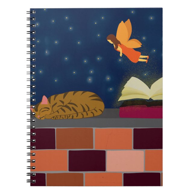 Imaginaire Carnet spirale - Fée, Livre & Chat (Devant)