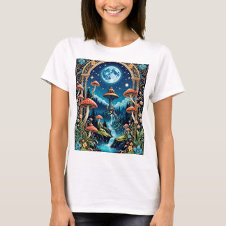 Imaginaire champignon magique Forêt Lune T-shirt