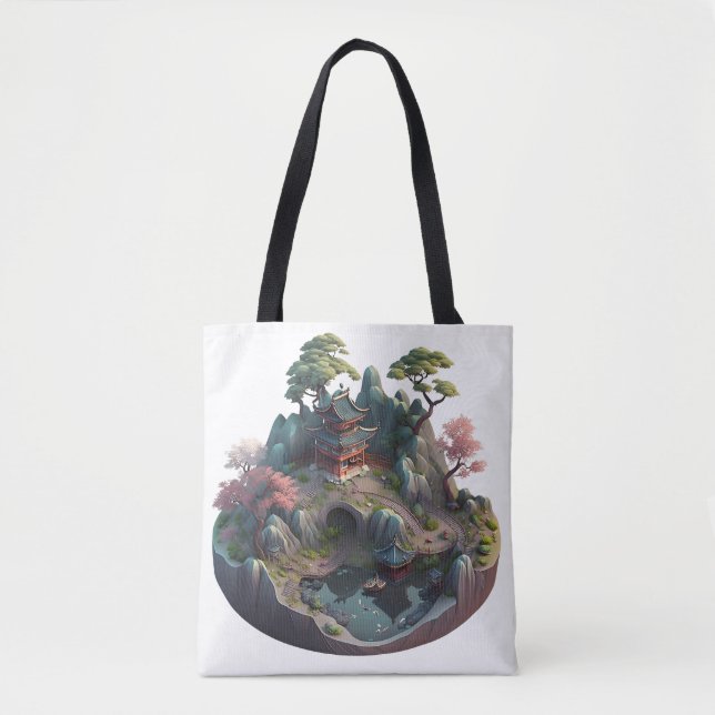 Imaginaire chinois mignon Sac fourre-tout paysage  (Devant)