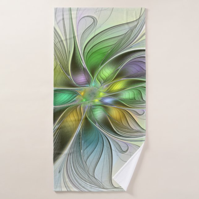 Imaginaire coloré Fleur moderne Abstrait Fractal (Serviette de bain)