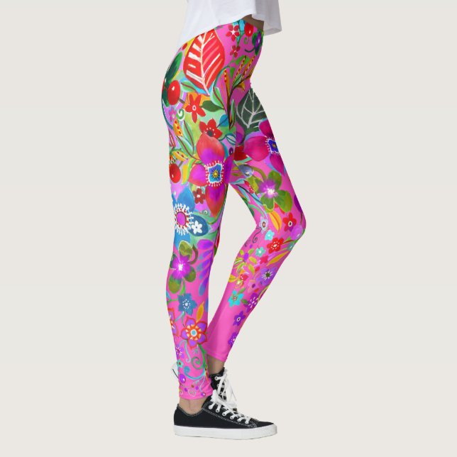Imaginaire de fleurs Leggings roses chaudes (Droite)