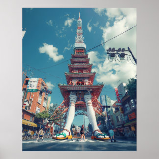 Imaginaire de la tour de Tokyo | Poster surreal Ci