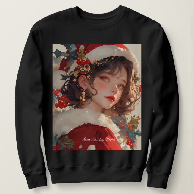 Imaginaire de Noël : Femme romantique Sweatshirt d (Design devant)