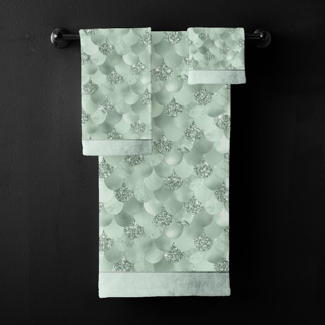 Imaginaire de sirène | Sage Mint Green Scale Motif (Créateur téléchargé)