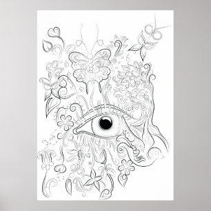 Imaginaire dessin oeil pour adultes affiche de col