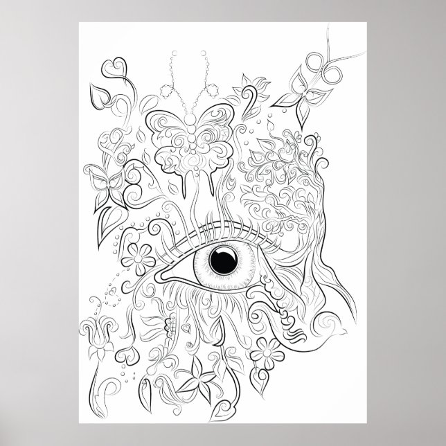 Imaginaire dessin oeil pour adultes affiche de col (Devant)