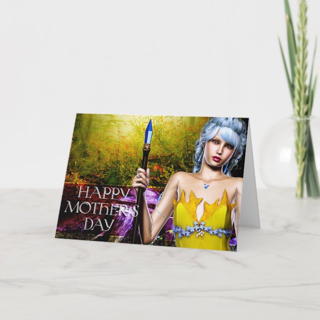 Imaginaire Elf avec Crystal Staff Carte de fête de (Devant)