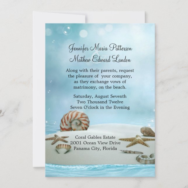 Imaginaire Ethereal Beach Mariage Invitation (Devant)