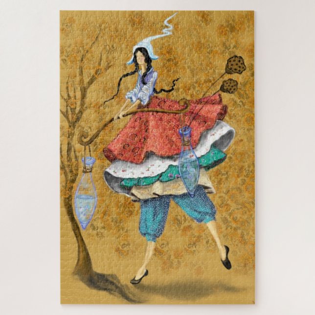 Imaginaire fille d'automne Jigsaw Puzzle peinture (Vertical)