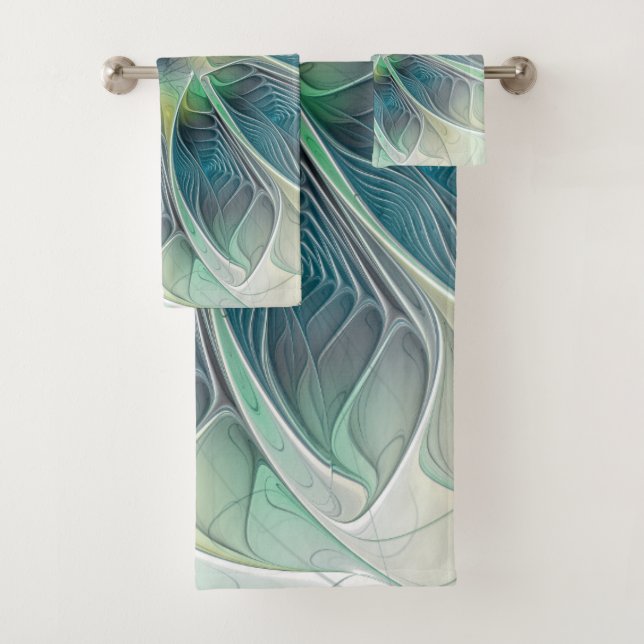 Imaginaire fleuri Moderne Bleu Vert Fractal Fleur (En situation)