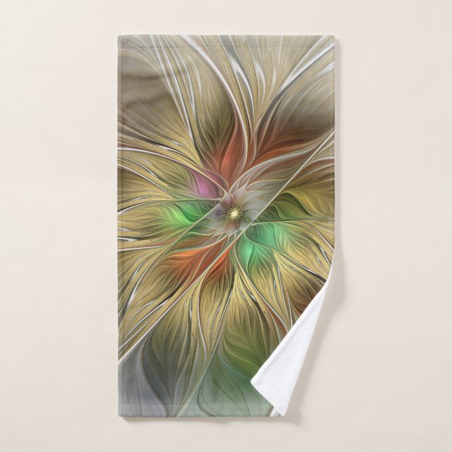 Imaginaire Floral Avec Or Moderne Abstrait Fractal (Serviette à main)