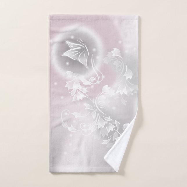 Imaginaire floral blanc gris (Serviette à main)