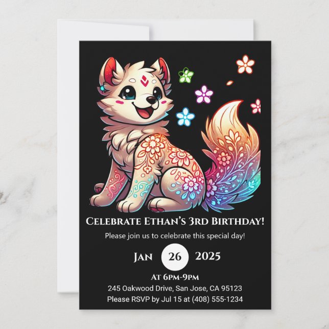 Imaginaire Floral Pup Invitation Anniversaire (Devant)