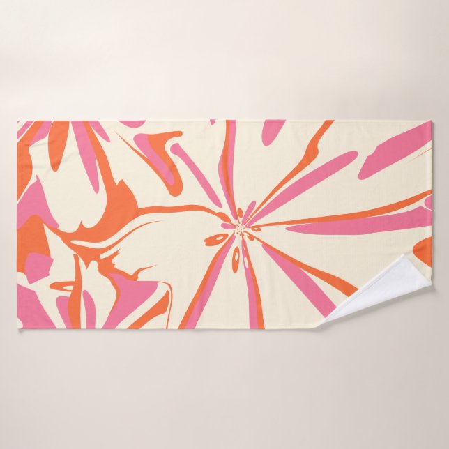 Imaginaire Floral - rose, orange et crème (Serviette de bain)