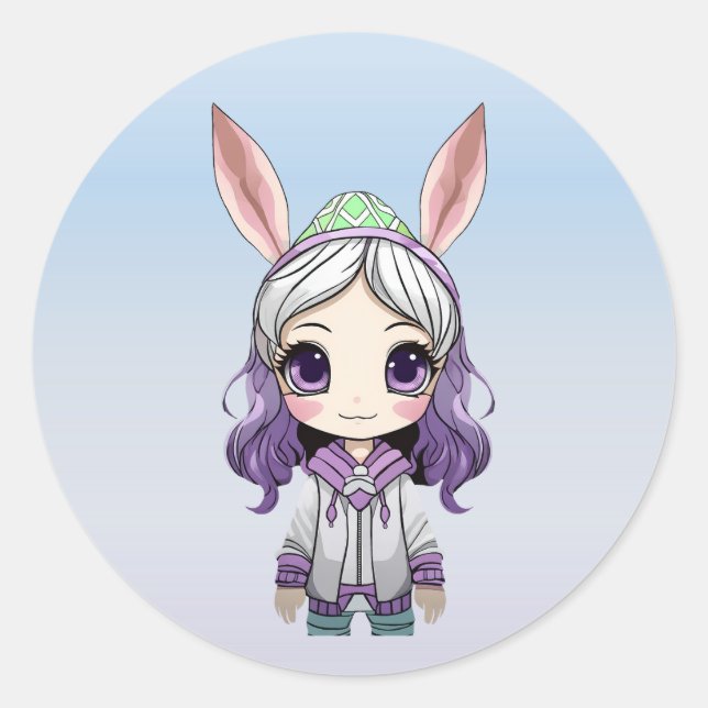 Imaginaire Girl avec Bunny Ears Stickers (Devant)