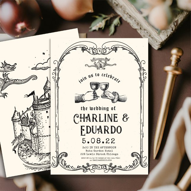 Imaginaire Gravure médiévale Faire-part de mariage (Créateur téléchargé)