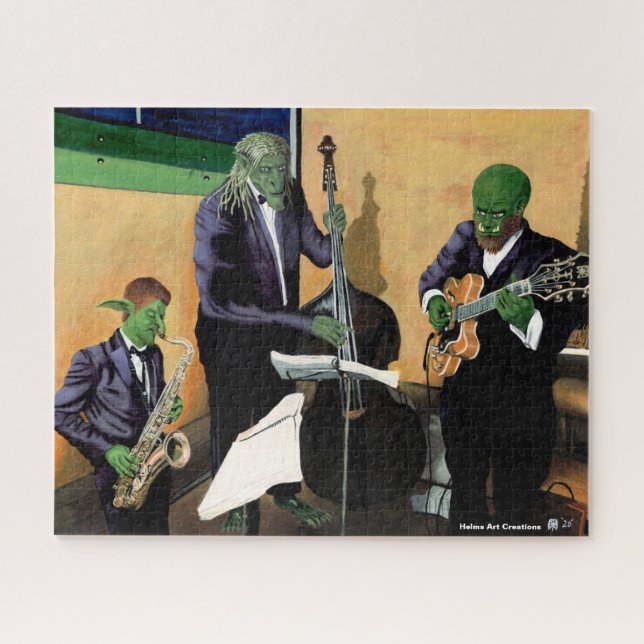 Imaginaire Jazz Musicians Art Large Jigsaw Puzzle (Horizontal)
