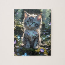 Imaginaire Kitty avec papillons Puzzle