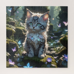 Imaginaire Kitty avec papillons Puzzle