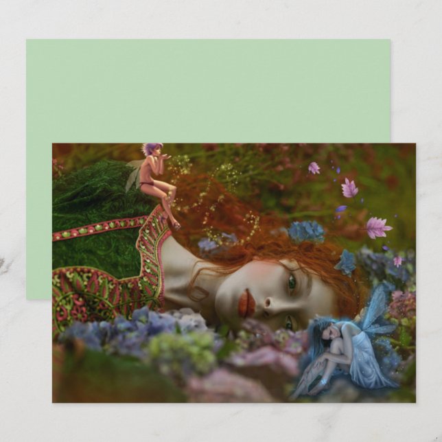 Imaginaire Lady In Fairy Garden Card (Devant / Derrière)