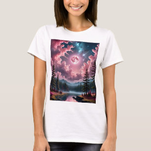 Imaginaire Lune rose Dreamy Night Sky T-Shirt