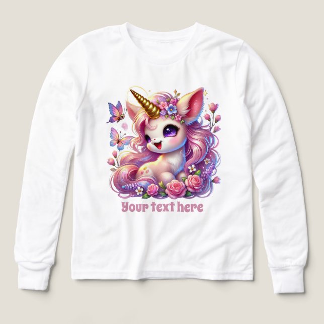 Imaginaire mignon fille licorn personnalisable (Motif recto)