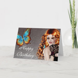 Imaginaire Papillon rouge femme carte d'anniversai