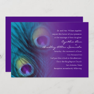Imaginaire Peacock Faire-part de mariage pourpre
