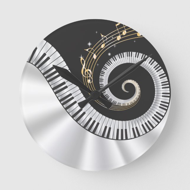 Imaginaire Piano Music Amateurs Horloge murale (Recto)