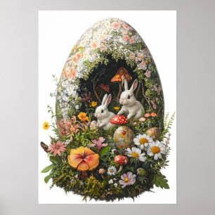 Imaginaire Poster de lapin de la forêt d'oeufs de