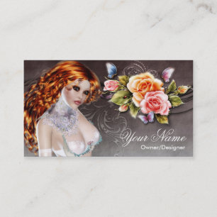 Imaginaire Redhead Belle Rose Carte de visite femm