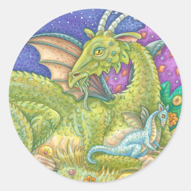 Imaginaire Sticker rond Dragon Bébé de nouvelle gé (Devant)