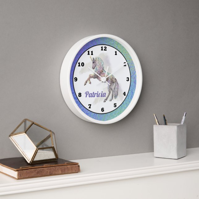 Imaginaire Unicorn ajouter nom horloge murale (Bureau)