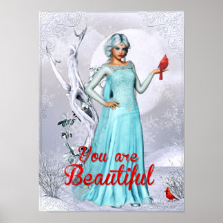 Imaginaire Winter Woman You are beautiful Poster A