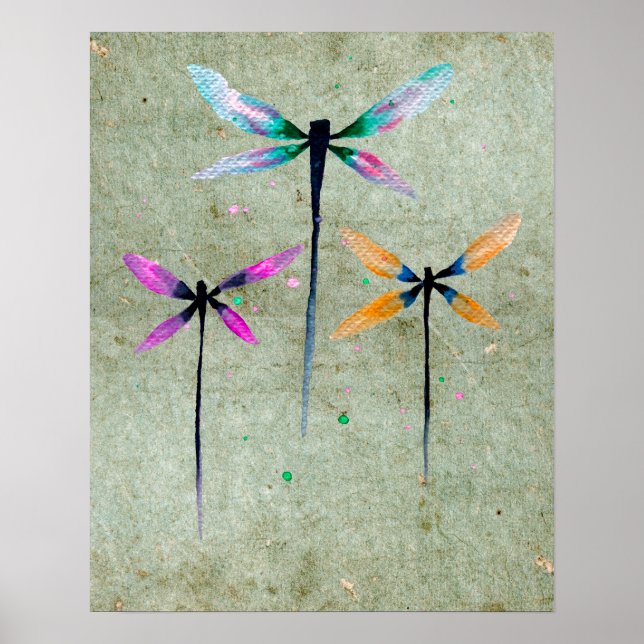 Imagine Dragonfly slogan illustration Poster (Devant)