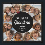 Imitation Canevas 12 Photo Collage photo amusant - We Love You Grand<br><div class="desc">Utilisez 12 photos carrés et faites un collage photo unique et tendance avec un endroit pour saluer grand-mère ou grand-père. Si vous avez besoin de déplacer quelque chose,  cliquez sur le bouton personnaliser pour apporter des modifications.</div>