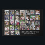 Imitation Canevas 31 Grille de collage photo - Zone de texte - noir<br><div class="desc">Utilisez 31 photos CARRÉS pour créer un collage photo personnel. Cette disposition moderne et propre comprend un bloc de texte dans une police san serif pour ajouter un nom de famille ou un nom. La couleur de l'arrière - plan peut être modifiée dans la zone personnaliser. ***Pour obtenir les meilleurs...</div>
