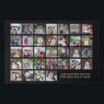 Imitation Canevas 32 Grille de collage photo - Zone de texte - noir<br><div class="desc">Utilisez 32 photos CARRÉS pour créer un collage photo personnel. Cette disposition moderne et propre comprend un bloc de texte dans une police san serif pour ajouter un nom de famille ou un nom. La couleur de l'arrière - plan peut être modifiée dans la zone personnaliser. ***Pour obtenir les meilleurs...</div>