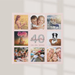 Imitation Canevas 40e anniversaire personnalisé photo collage rose o<br><div class="desc">Un cadeau unique de 40e anniversaire ou de conservation, célébrant sa vie avec un collage de 8 de vos photos. Ajoutez des images de sa famille, de ses amis, de ses animaux de compagnie, de ses loisirs ou de sa destination de voyage de rêve. Personnalisez et ajoutez un nom, 40...</div>