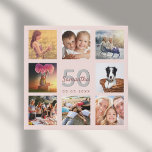 Imitation Canevas 50e anniversaire personnalisé photo collage rose o<br><div class="desc">Un cadeau unique de 50e anniversaire ou de conservation, célébrant sa vie avec un collage de 8 de vos photos. Ajoutez des images de sa famille, de ses amis, de ses animaux de compagnie, de ses loisirs ou de sa destination de voyage de rêve. Personnalisez et ajoutez un nom, 50...</div>