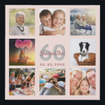Imitation Canevas 60e anniversaire personnalisé photo collage rose o<br><div class="desc">Un cadeau unique de 60e anniversaire ou de conservation, célébrant sa vie avec un collage de 8 de vos photos. Ajoutez des images de sa famille, de ses amis, de ses animaux de compagnie, de ses loisirs ou de sa destination de voyage de rêve. Personnalisez et ajoutez un nom, 60...</div>
