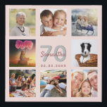 Imitation Canevas 70e anniversaire personnalisé photo collage rose o<br><div class="desc">Un cadeau unique de 70e anniversaire ou de conservation, célébrant sa vie avec un collage de 8 de vos photos. Ajoutez des images de sa famille, de ses amis, de ses animaux de compagnie, de ses loisirs ou de sa destination de voyage de rêve. Personnalisez et ajoutez un nom, 70...</div>