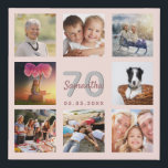 Imitation Canevas 70e anniversaire personnalisé photo collage rose o<br><div class="desc">Un cadeau unique de 70e anniversaire ou de conservation, célébrant sa vie avec un collage de 8 de vos photos. Ajoutez des images de sa famille, de ses amis, de ses animaux de compagnie, de ses loisirs ou de sa destination de voyage de rêve. Personnalisez et ajoutez un nom, 70...</div>