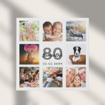 Imitation Canevas 80e anniversaire photo personnalisée collage blanc<br><div class="desc">Un cadeau unique de 80e anniversaire ou de conservation, célébrant sa vie avec un collage de 8 de vos photos. Ajoutez des images de sa famille, de ses amis, de ses animaux de compagnie, de ses loisirs ou de sa destination de voyage de rêve. Personnalisez et ajoutez un nom, 80...</div>