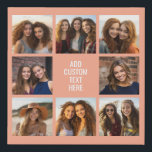 Imitation Canevas 8 Collage de photos Texte personnalisé dans le cen<br><div class="desc">Coral and White - Un collage populaire sur la grille avec des photos entourant un texte moderne ou un monogramme. Utilisez 8 photos carrés pour créer un cadeau unique et personnel. Pour obtenir de meilleurs résultats, recadrez vos photos en carré avant de les télécharger. Si vous avez besoin d'ajuster les...</div>