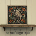 Imitation Canevas Agritourisme rustique Art Nouveau Cochon Floral<br><div class="desc">Ajoutez instantanément du drame à votre espace avec ce doux cochon entouré de fleurs sauvages ! Parfait pour un style contemporain éclectique, ou design d'intérieur de chalet de campagne, l'esthétique Art Nouveau et les couleurs de contraste élevé ajouteront intérêt et joie à un salon, une chambre ou une cuisine. Les...</div>